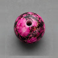 Round Glass Beads with Marble Effect, 8 mm, Set of 15, pink-black
