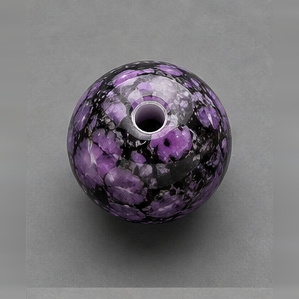 Round Marbled Glass Beads 8 mm – 15 pcs – purple-black
