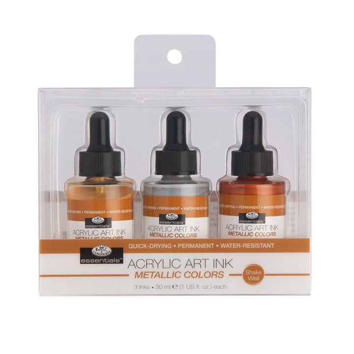 Royal & Langnickel Acrylic Ink, Metallic Paints, 3 x 30 ml
