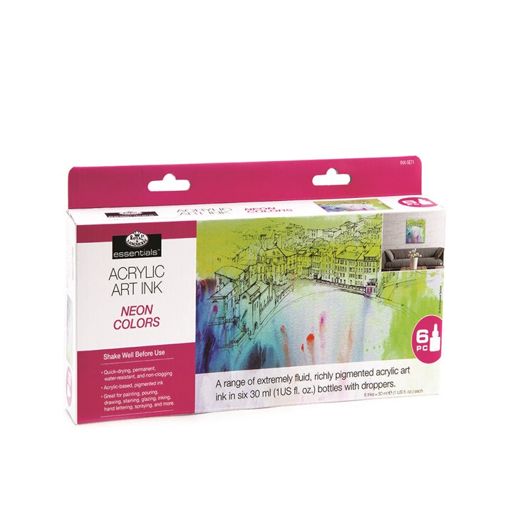 Royal & Langnickel Acrylic Ink, Neon Colors, 6 x 30 ml