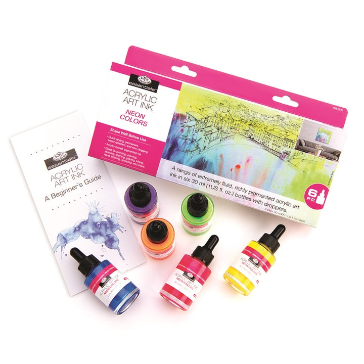 Royal & Langnickel Acrylic Ink, Neon Colors, 6 x 30 ml