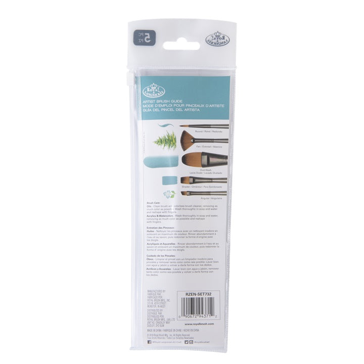 Royal and Langnickel Zen 73 Set of Various Oval Brushes, Set of 5 — image 3