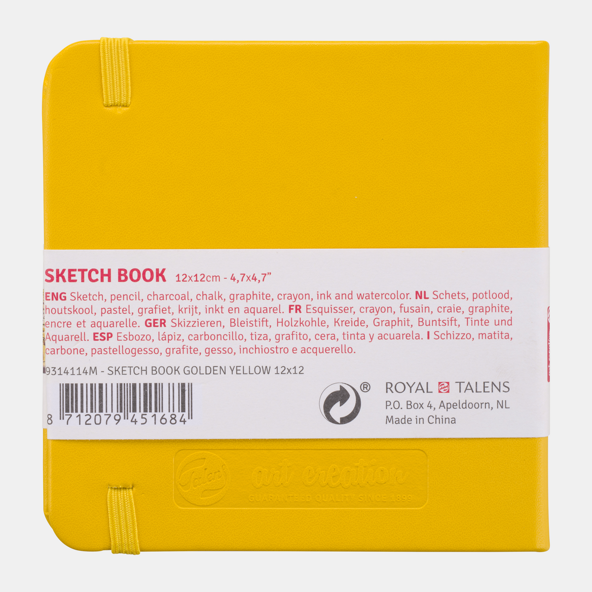 ROYAL TALENS Art Creation Sketchbook Golden Yellow 12 x 12 cm, 140 g/m², 80 sheets