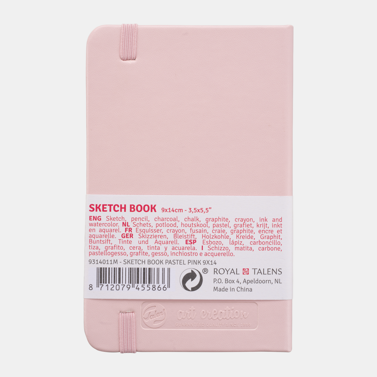 ROYAL TALENS Art Creation Sketchbook, Pastel Pink, 9 x 14 cm, 140 g, 90 Sheets, Hardbound