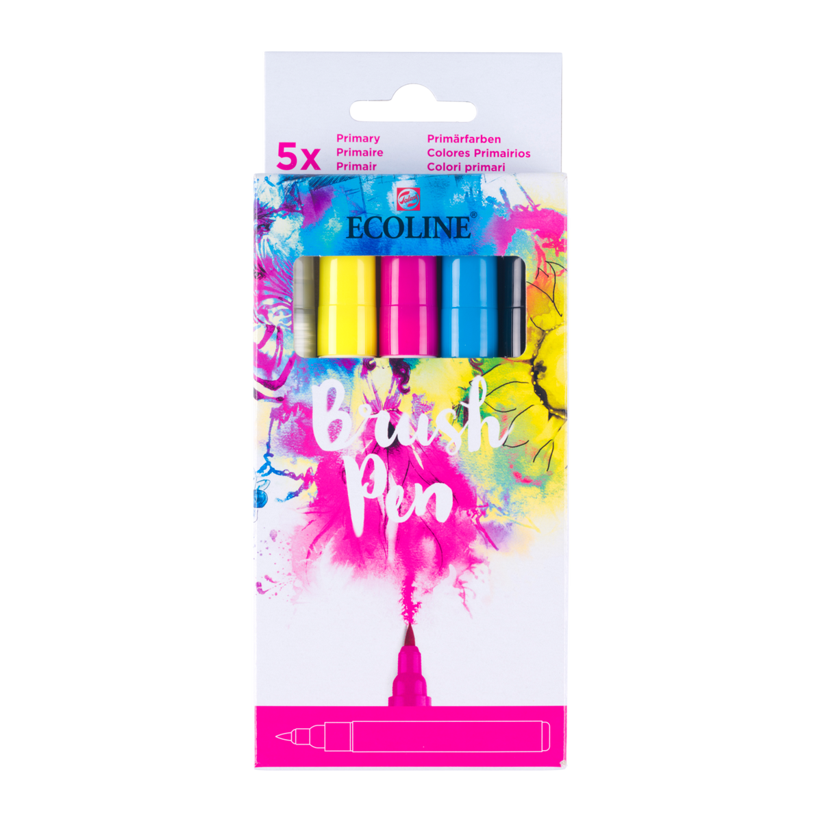 ROYAL TALENS Ecoline PRIMARY watercolor brush pen set, 5 colors