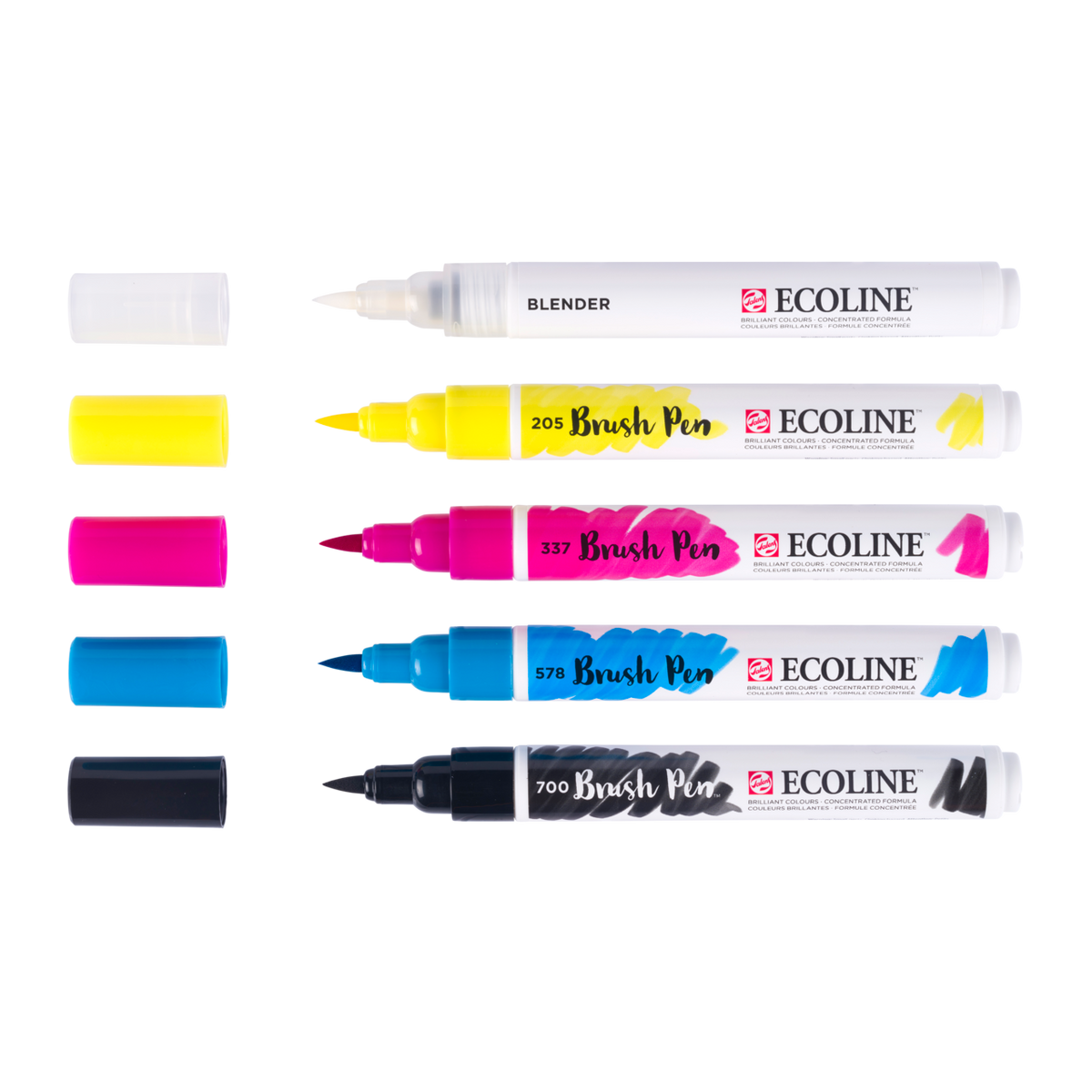 ROYAL TALENS Ecoline PRIMARY watercolor brush pen set, 5 colors
