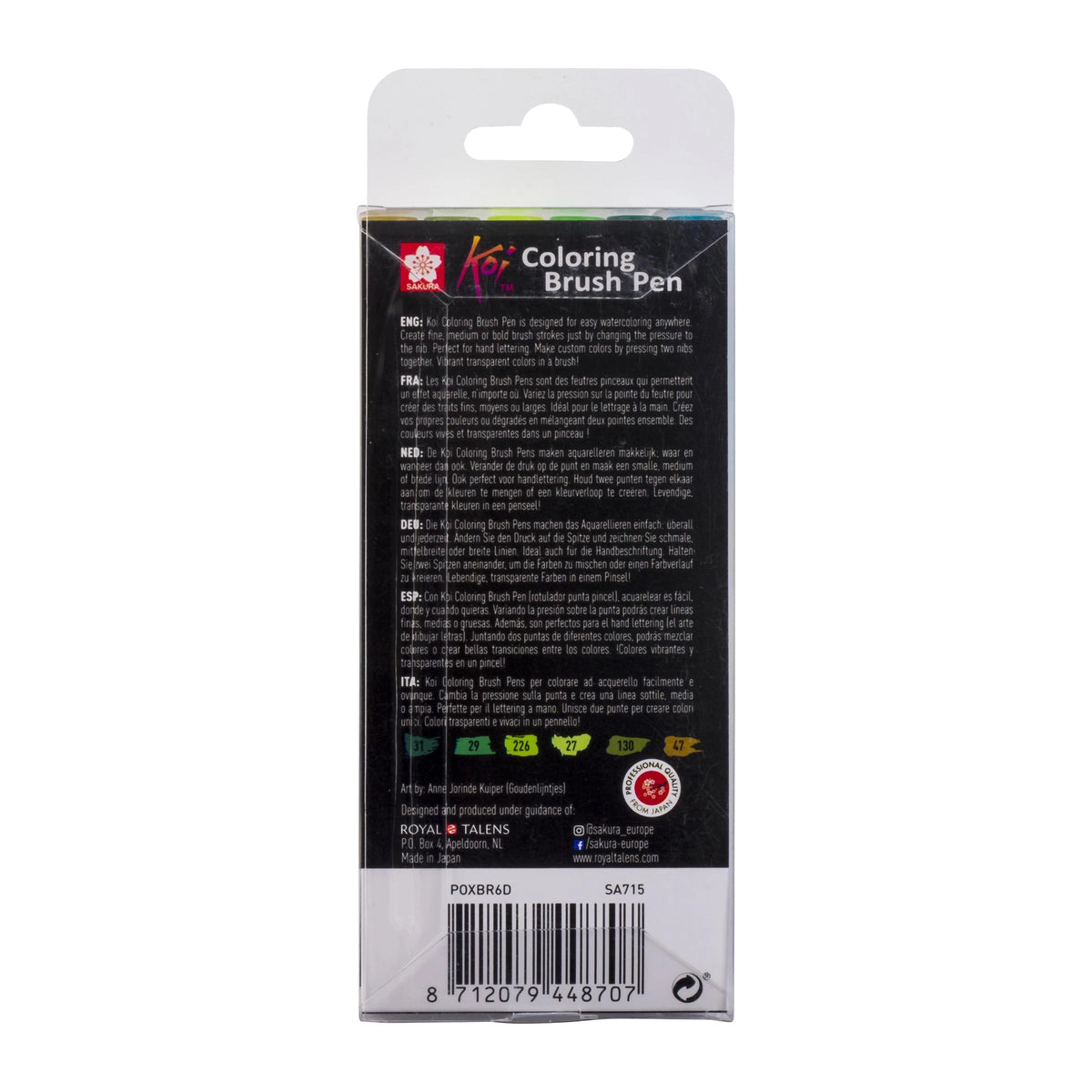 SAKURA Koi Botanical Watercolor Brush Pens / Set of 6