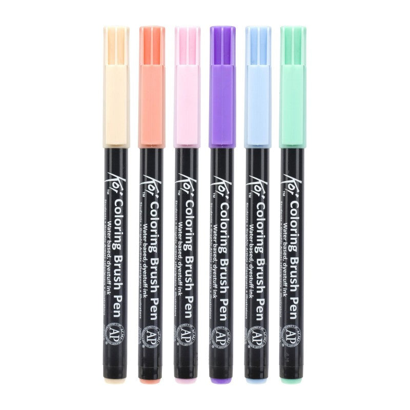 Sakura Koi Coloring Brush Pen Watercolor Brush Pens, Set of 6, Sweets