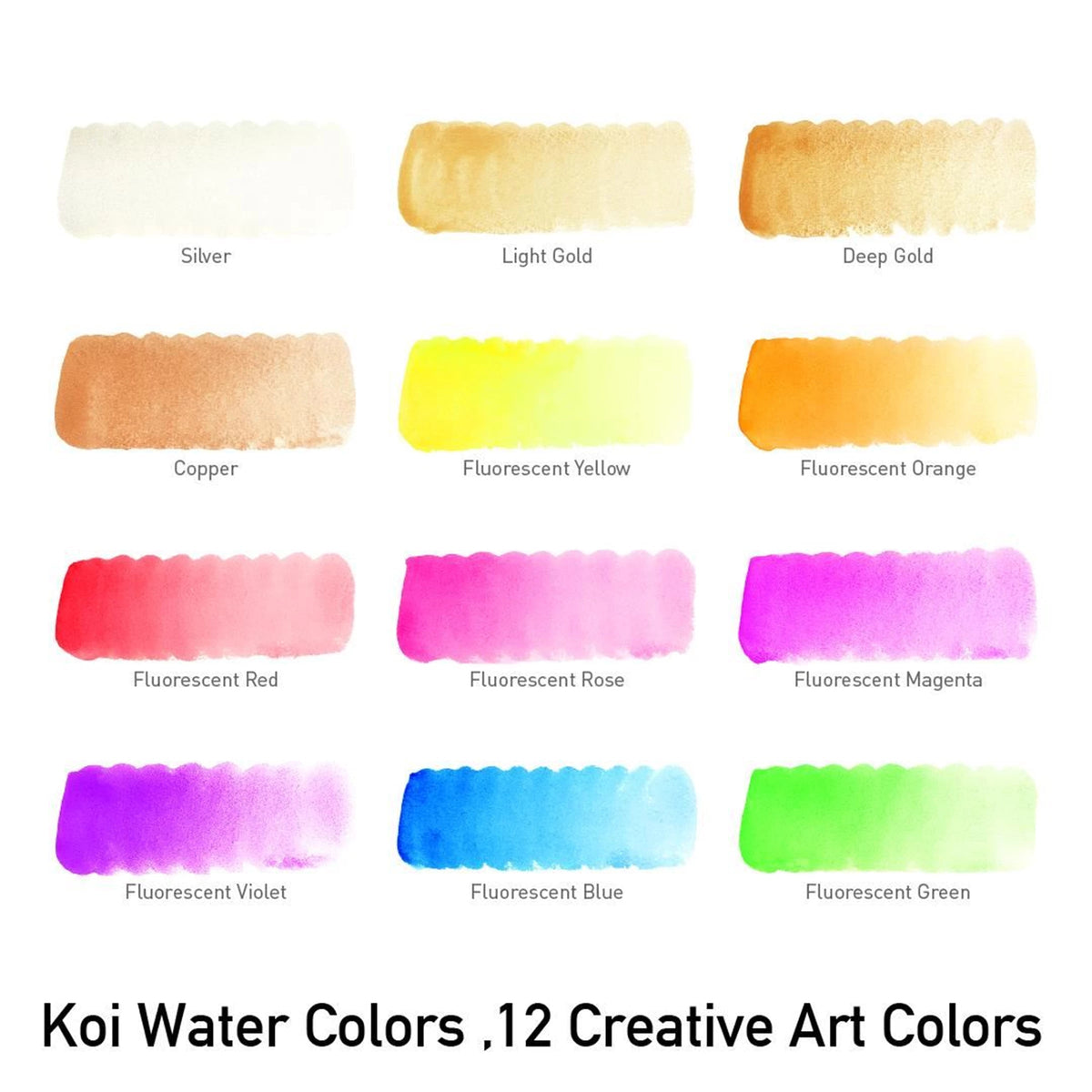 Sakura Koi Metallic Watercolors Set of 12 with Water Brush