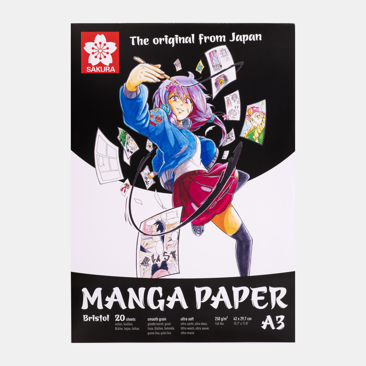 SAKURA Manga Pad, 250 g/m², A5–A3, 20 Sheets