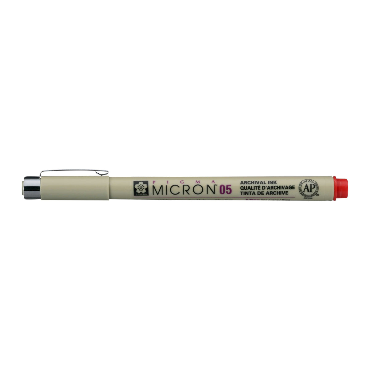 Sakura Pigma Micron 05 Fineliner, 0.45 mm, Set of 6 Colors – Red