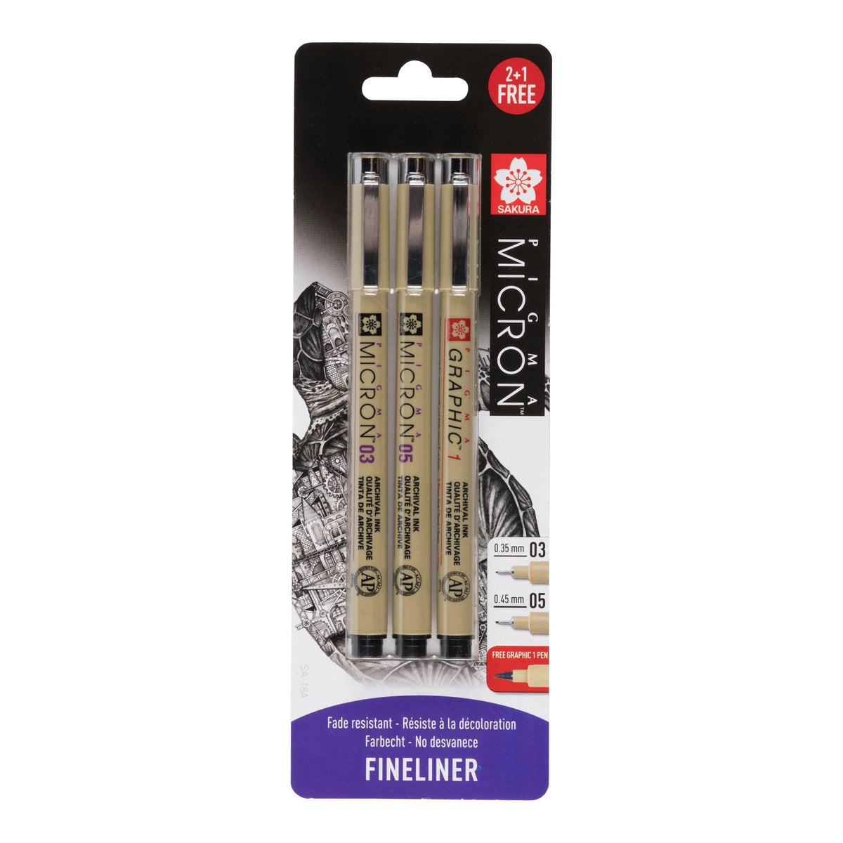Sakura Pigma Micron and Graphic Technical Pen Set of 3