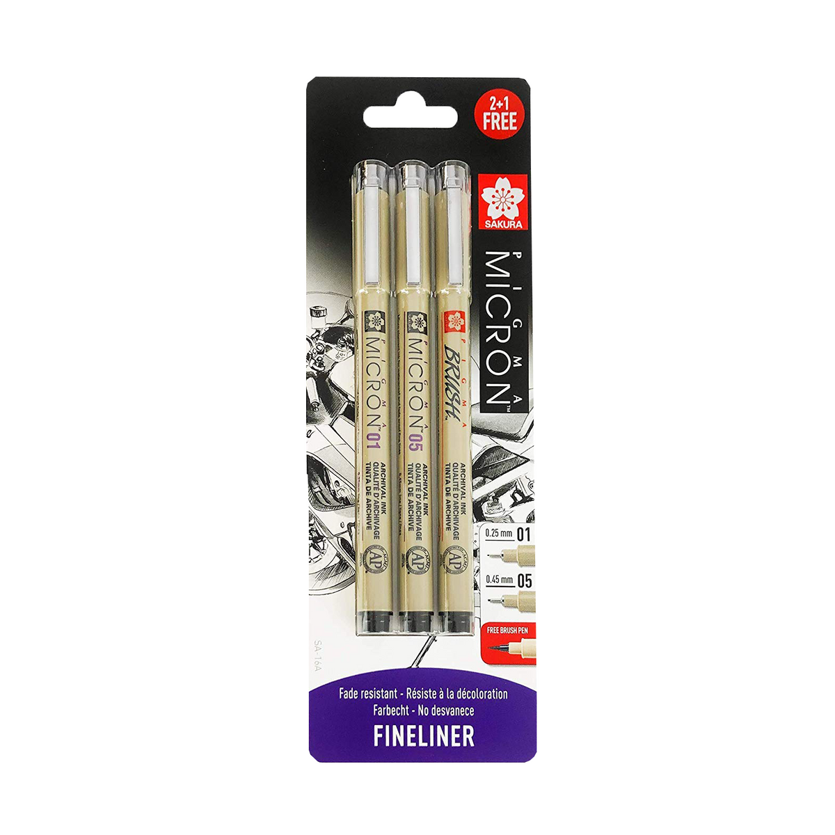 Sakura Pigma Micron Black Technical Pen Set of 3