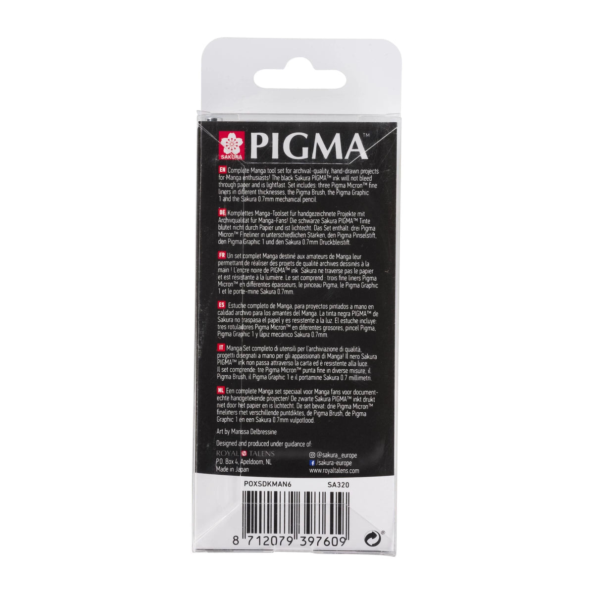 Sakura Pigma Micron Manga Technical Pens Set of 6, Black