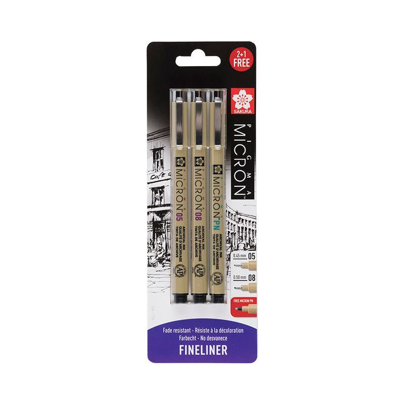 Sakura Pigma Micron Technical Pen Set of 3, Black