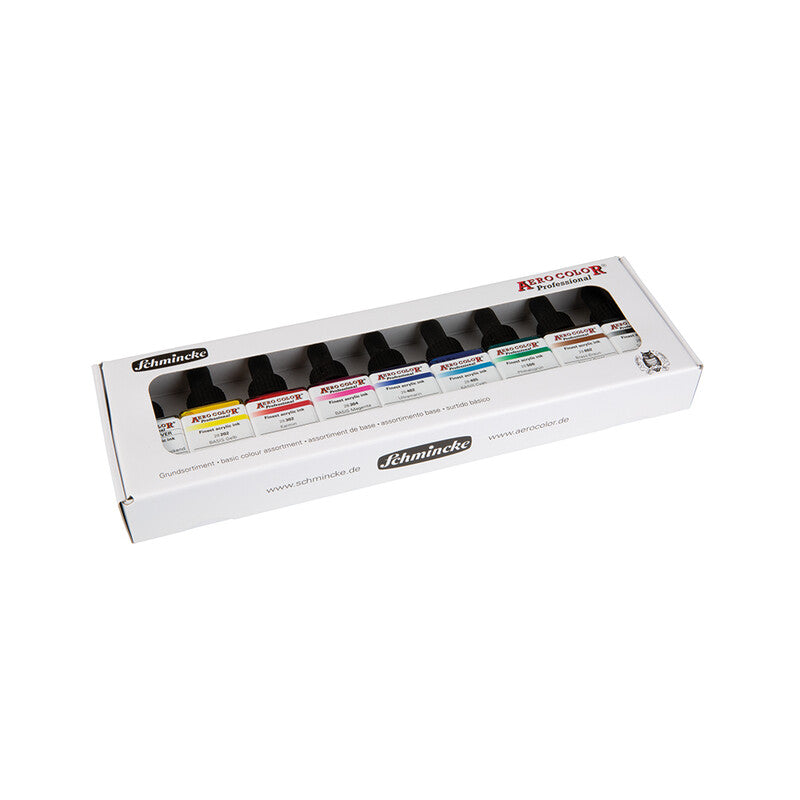 Schmincke AERO COLOR Basic Colors Acrylic Ink Set - 9 x 28 ml