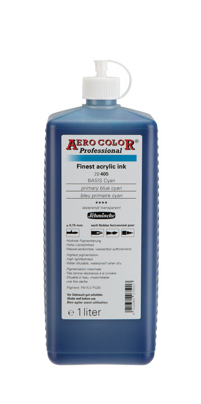 Schmincke AERO COLOR Professional Acrylic Ink 1 l – 405 Primary Blue (cyan)