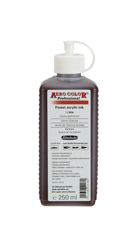 Schmincke AERO COLOR Professional Acrylic Ink 250 ml – 604 Burnt Sienna