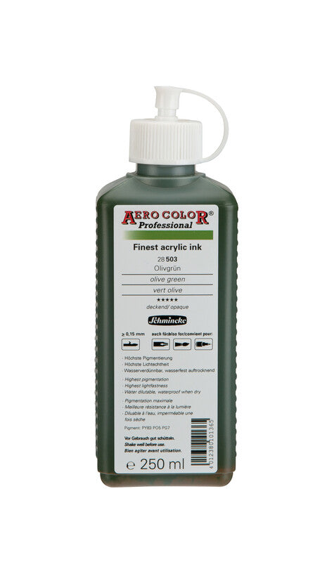 Schmincke AERO COLOR Professional Acrylic Ink 250 ml – 503 Olive Green
