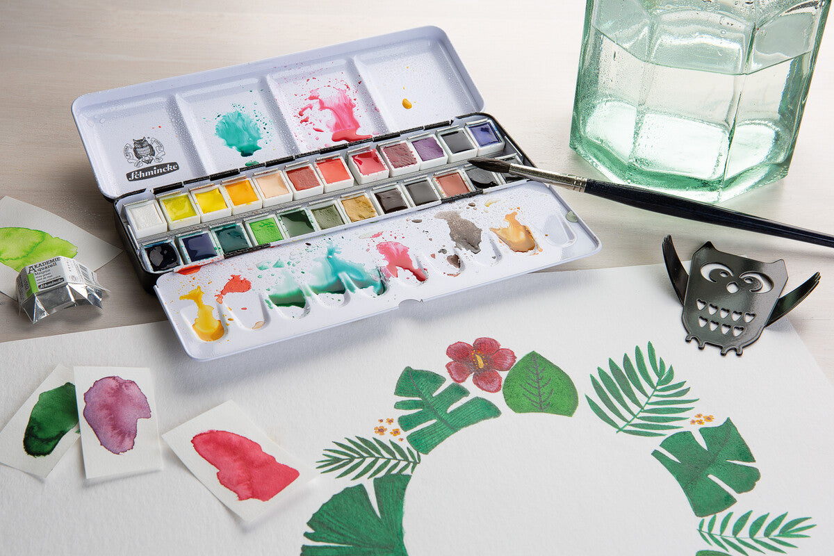 Schmincke AKADEMIE Aquarell empty metal watercolor box, 24 x 1/2 pans
