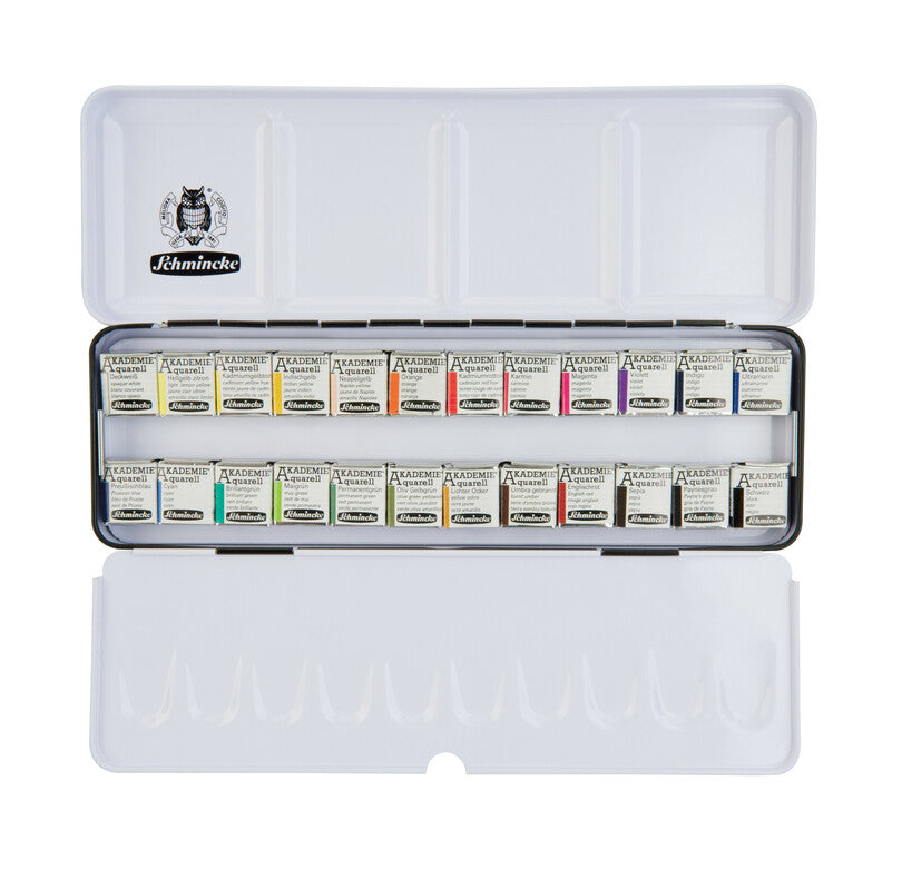 Schmincke AKADEMIE Aquarell empty metal watercolor box, 24 x 1/2 pans