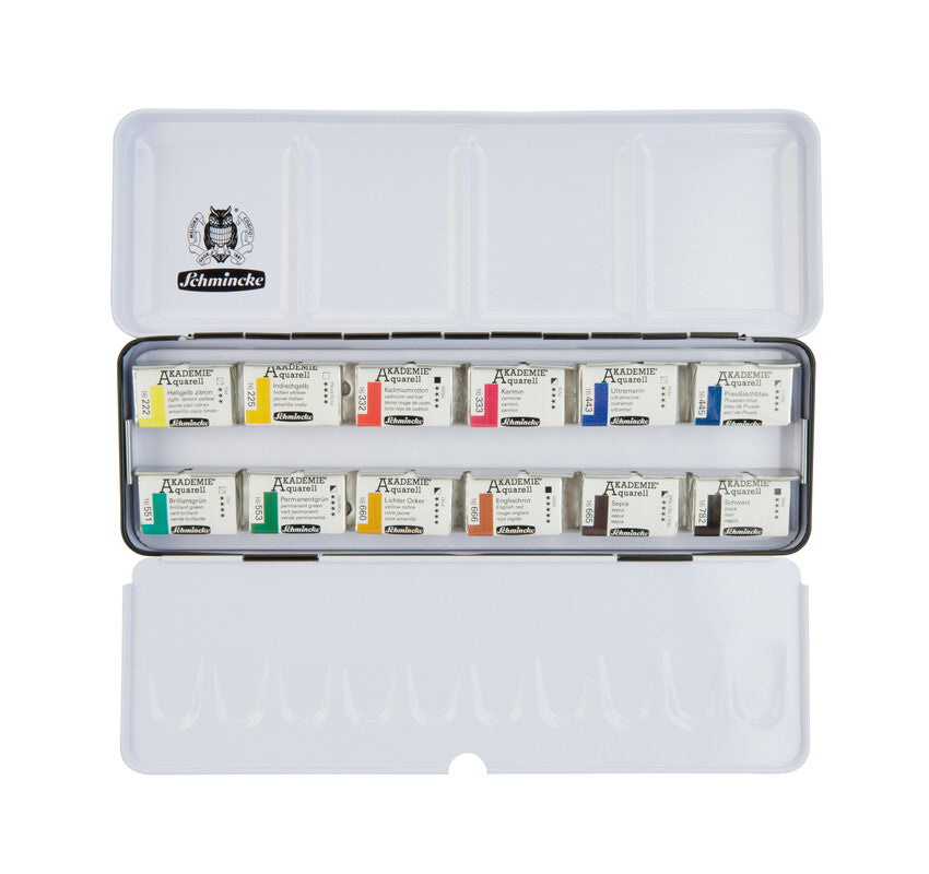 Schmincke AKADEMIE Aquarell Metal Watercolor Box for 12 Whole Pans