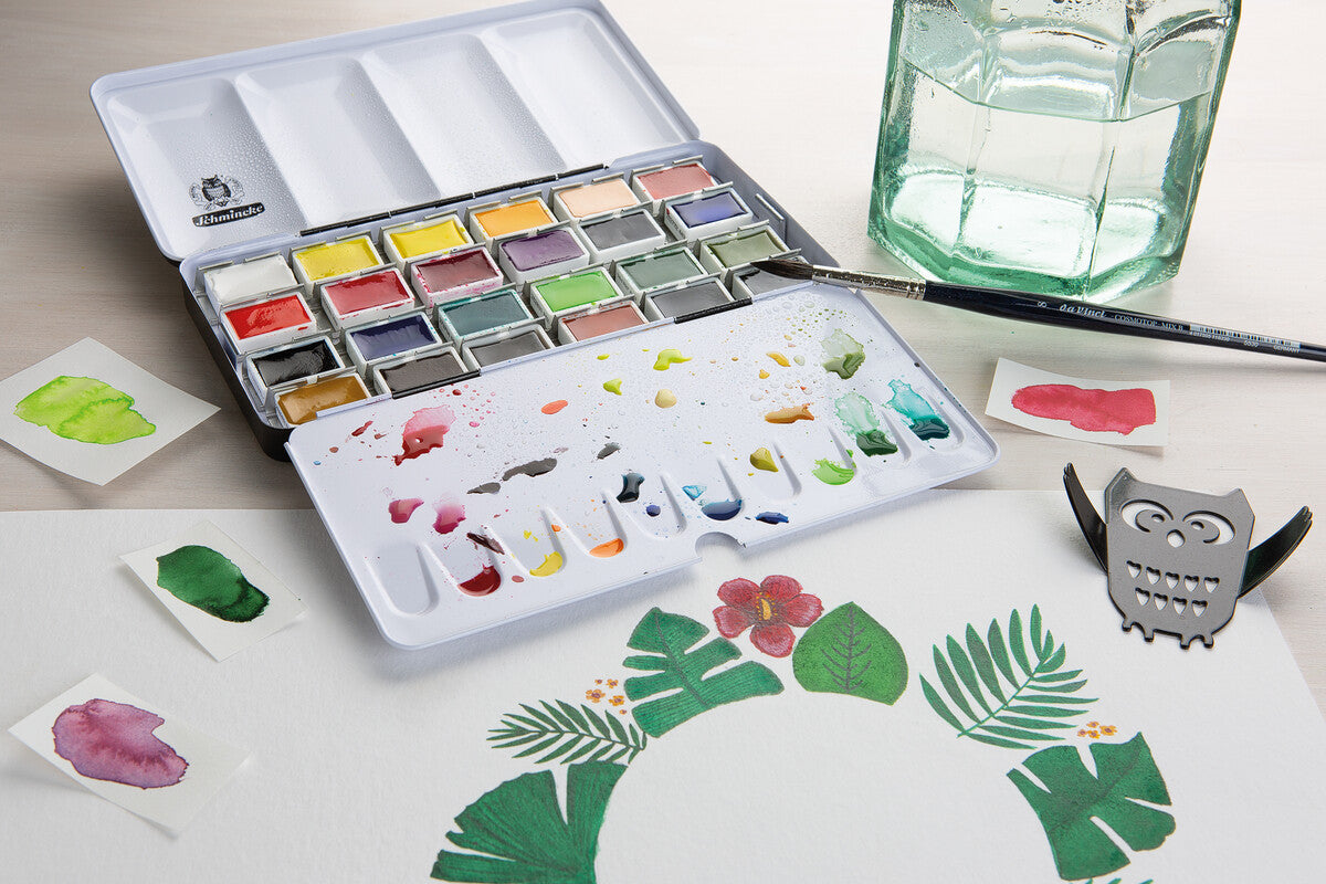 Schmincke AKADEMIE Aquarell empty metal watercolor tin, 24 x full pan