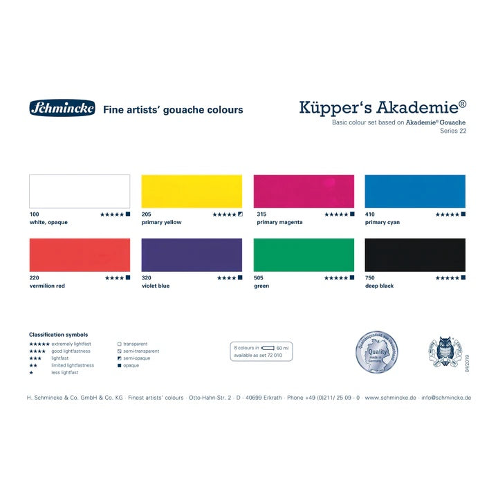 Schmincke AKADEMIE Basic Gouache Set, 8 x 60 ml — image 2