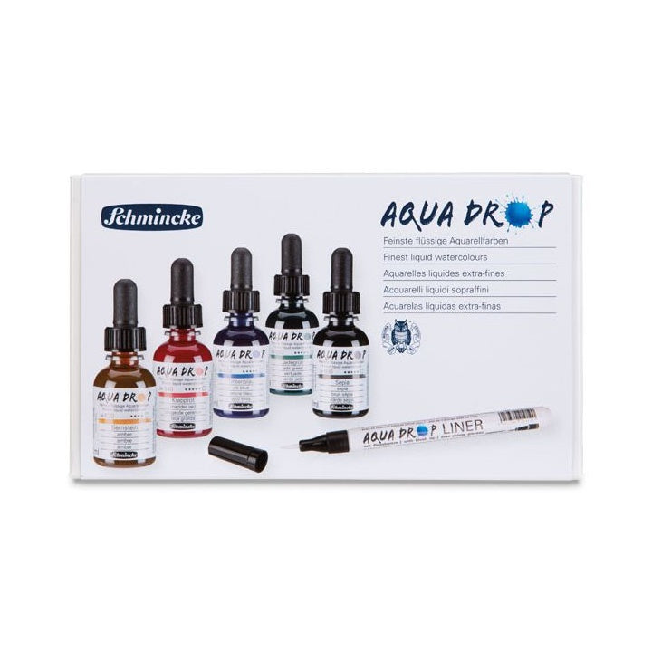Schmincke AQUA DROP Watercolors, Set of 5 x 30 ml + Fineliner