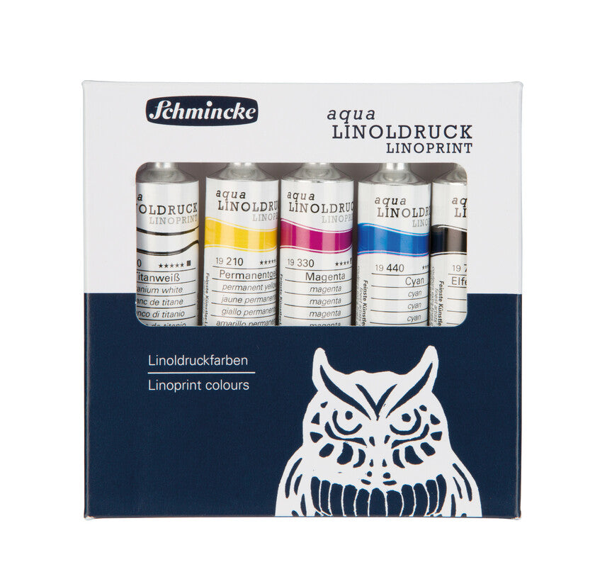 Schmincke aqua-LINOPRINT Linoleum Printing Ink Set - 5 x 20 ml