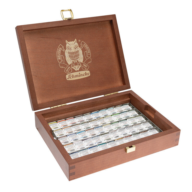 Schmincke HORADAM Super Granulation Watercolor Wooden Set – 50 x 1/2 Pan