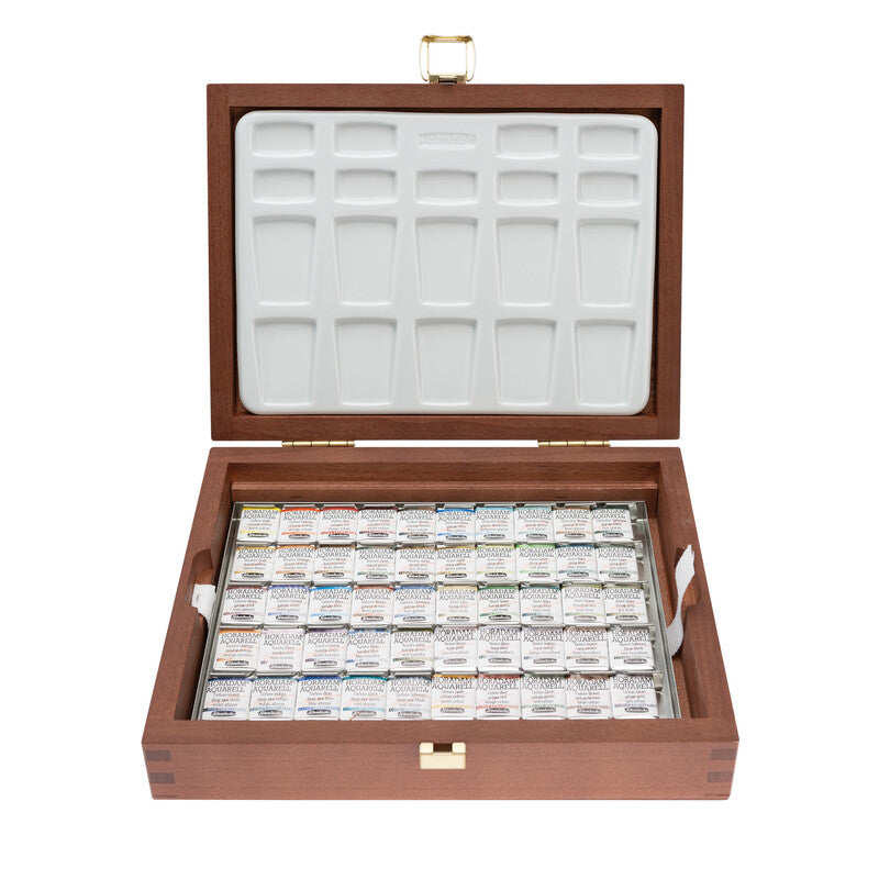 Schmincke HORADAM Super Granulation Watercolor Wooden Set – 50 x 1/2 Pan