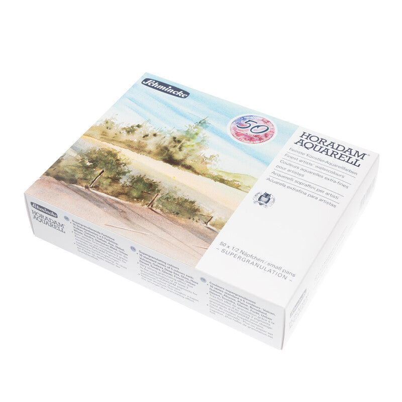 Schmincke HORADAM Super Granulation Watercolor Wooden Set – 50 x 1/2 Pan