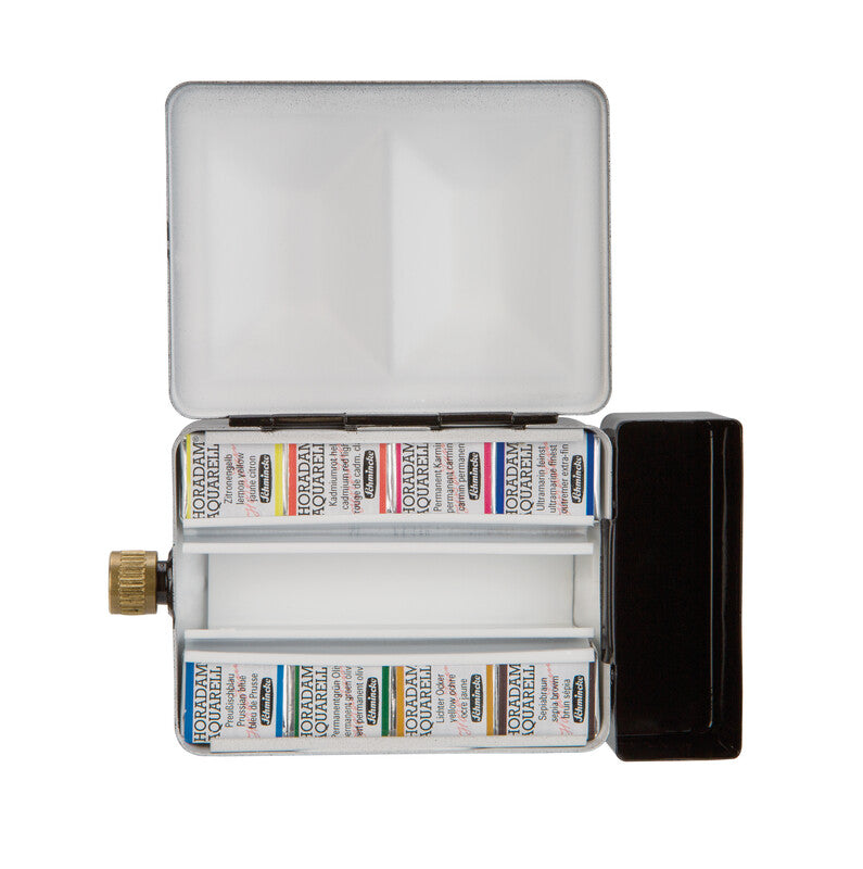 Schmincke HORADAM Watercolor Metal Set with Water Container, 8 x 1/2 Pans