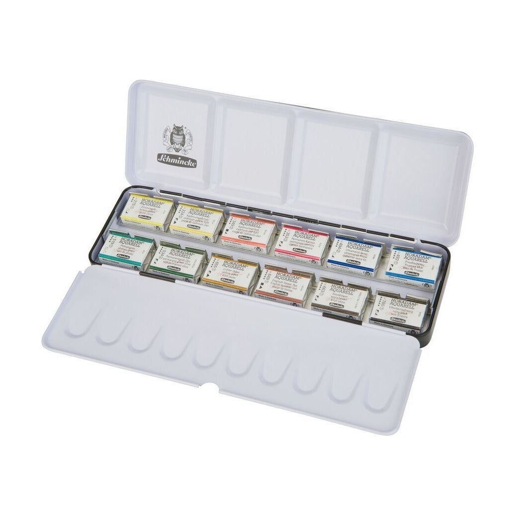 Schmincke HORADAM Watercolor Set in Metal Box - 12 Full Pans