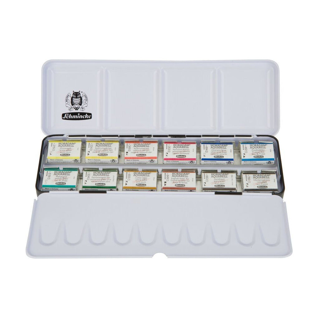Schmincke HORADAM Watercolor Set in Metal Box - 12 Full Pans