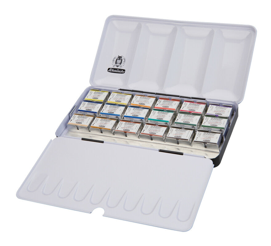 Schmincke HORADAM Watercolor Set in Metal Box - 18 Full Pans