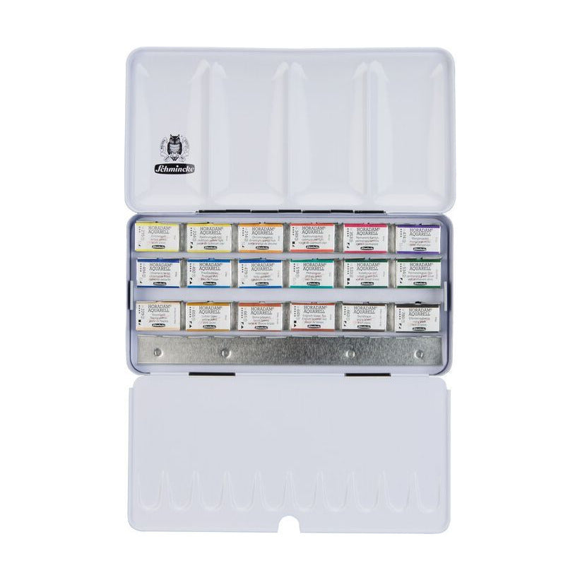 Schmincke HORADAM Watercolor Set in Metal Box - 18 Full Pans
