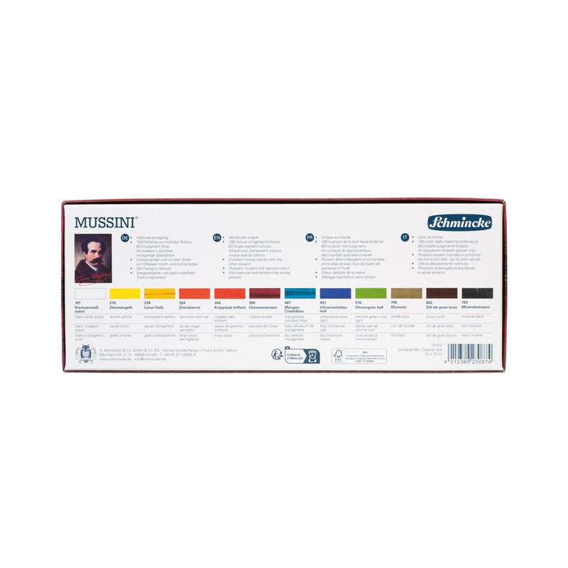 Schmincke MUSSINI Oil Color Cardboard Set 12 x 15 ml