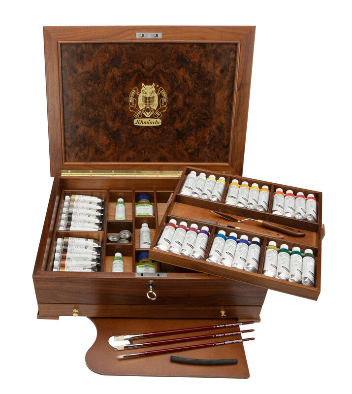 Schmincke MUSSINI Oil Color Set in Wooden Box 37 x 35 ml + Accessories