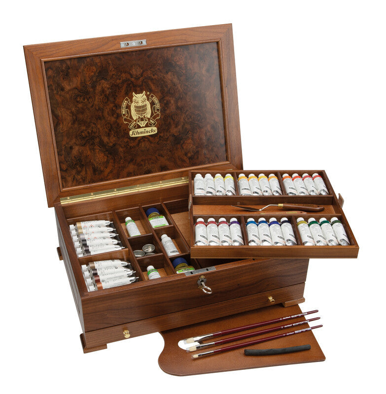 Schmincke MUSSINI Oil Color Set in Wooden Box 37 x 35 ml + Accessories