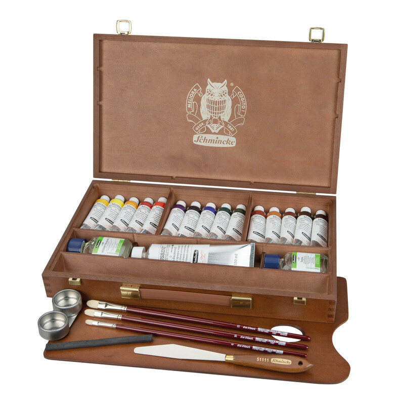Schmincke MUSSINI Oil Color Wooden Box Set 15 x 35 ml + 150 ml