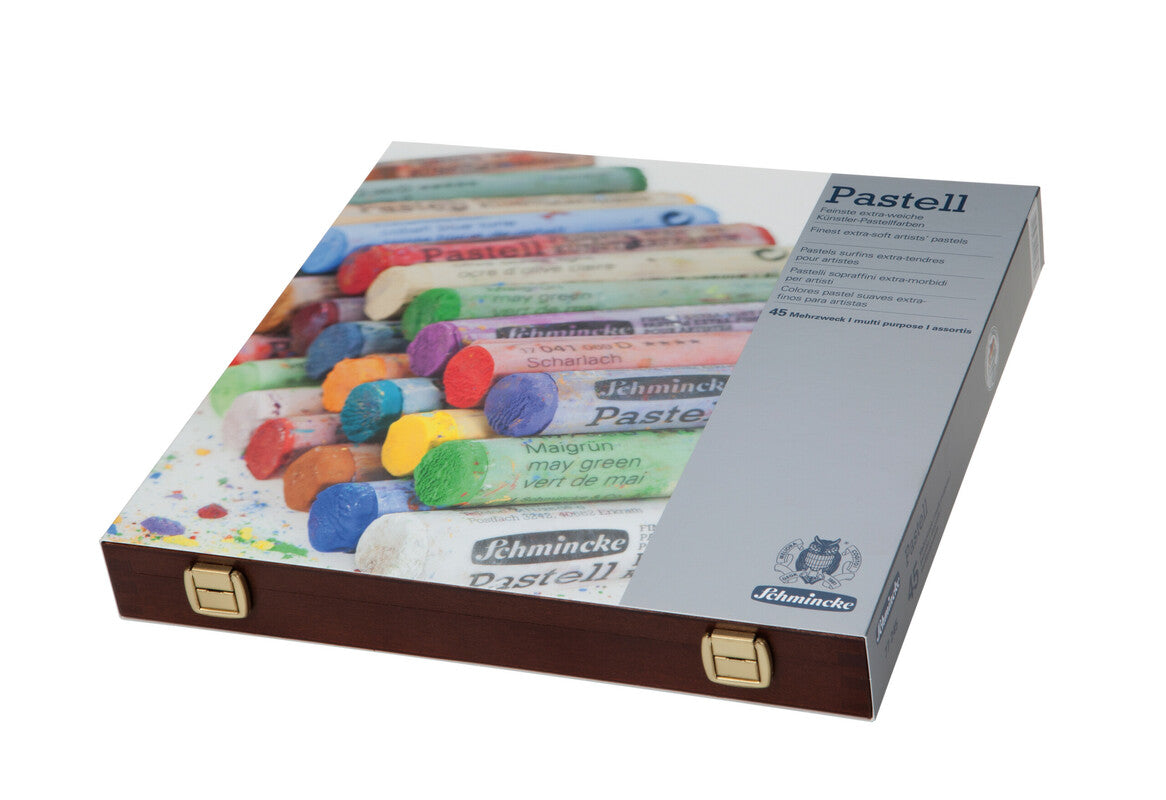 Schmincke Wooden Box with 45 Pastels, Various Shades