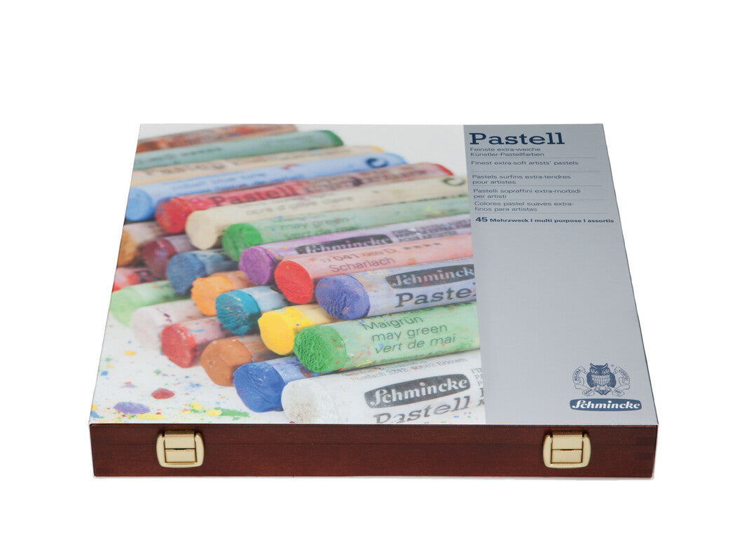 Schmincke Wooden Box with 45 Pastels, Various Shades