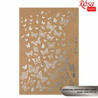 Scrapbooking Paper with Metallic Elements A4, Silver butterflies