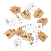 Self-Adhesive Wooden Houses, White and Gold / Set of 16 — image 1
