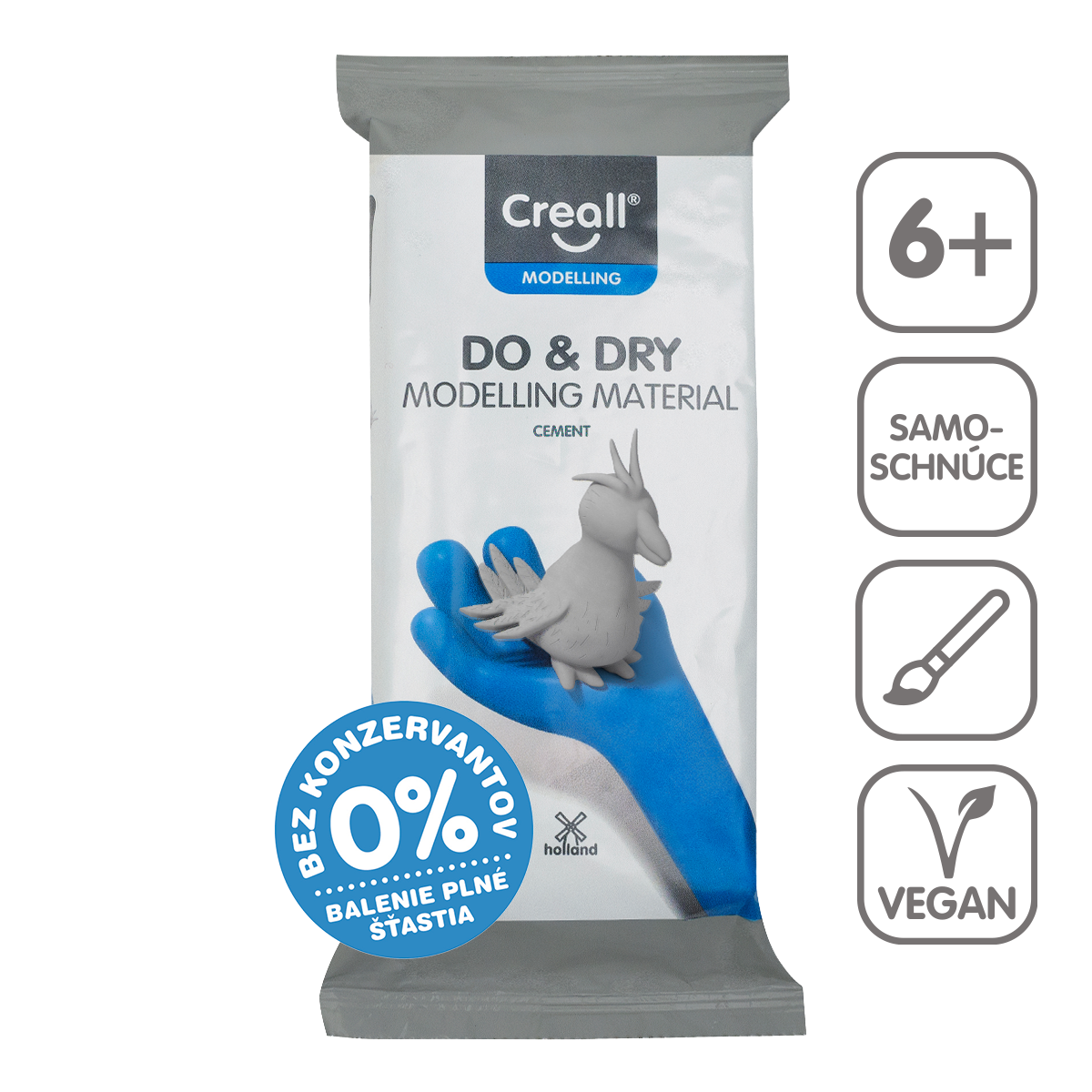 Self-Hardening Modelling Clay Creall Do&Dry 500 g – grey cement