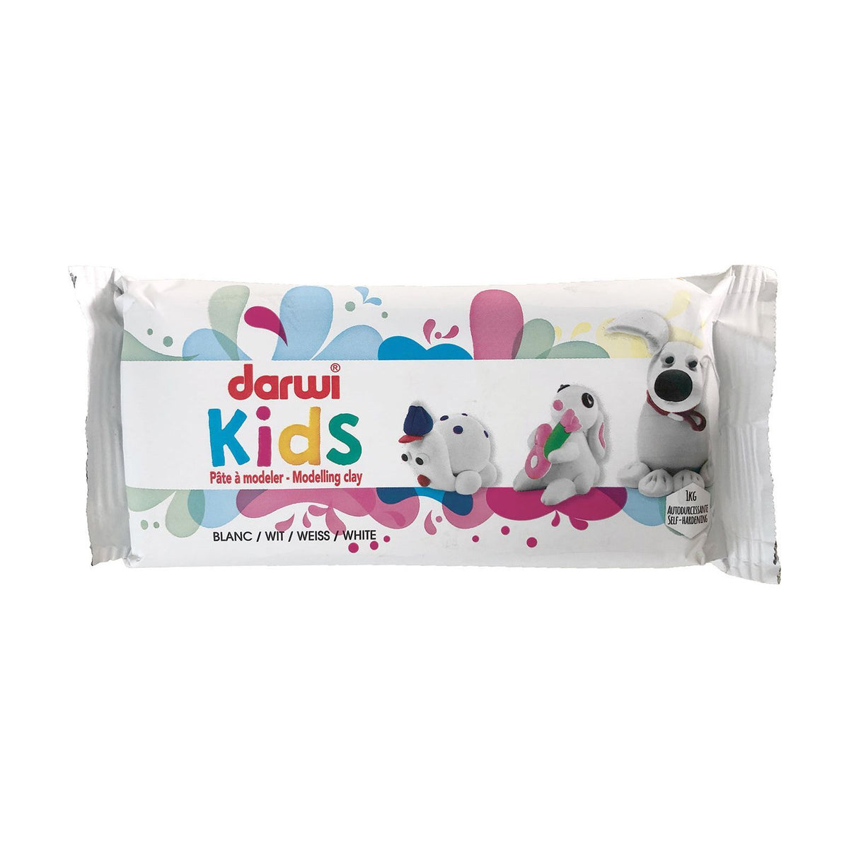 Self-hardening modelling clay DARWI Kids 1000 g white