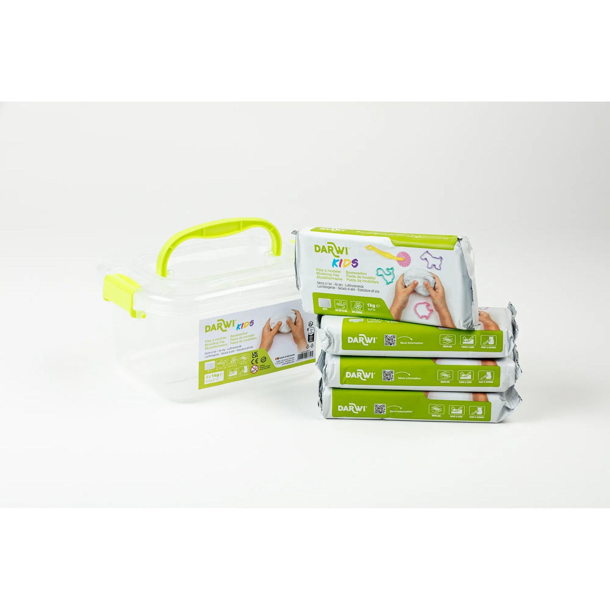 Self-Hardening Modelling Clay DARWI Kids White - 4 x 1000 g