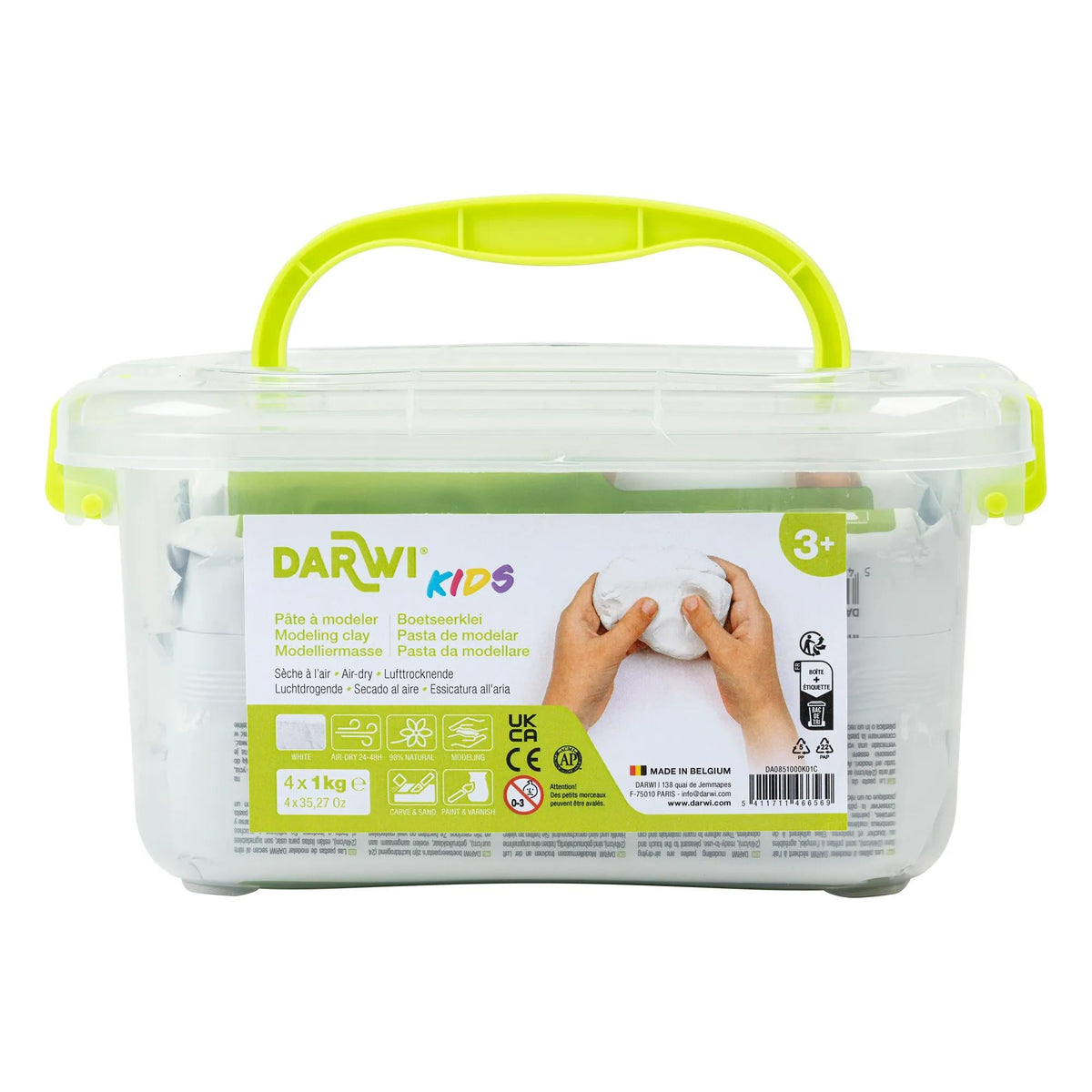 Self-Hardening Modelling Clay DARWI Kids White - 4 x 1000 g